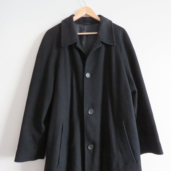 HUGO BOSS 100% Wool Pea Coat Chore Overcoat Jacket in Black - Size 50 / Large - Picture 3 of 12